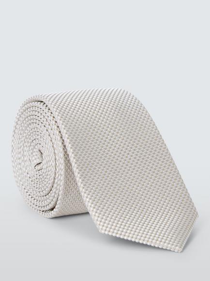John Lewis Plain Textured Slim Silk Tie, Champagne