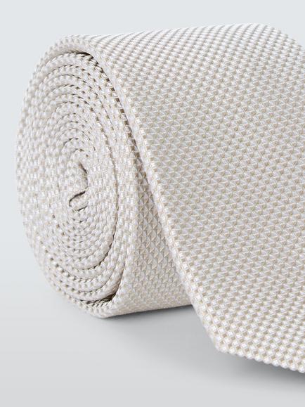 John Lewis Plain Textured Slim Silk Tie - view 2, Champagne
