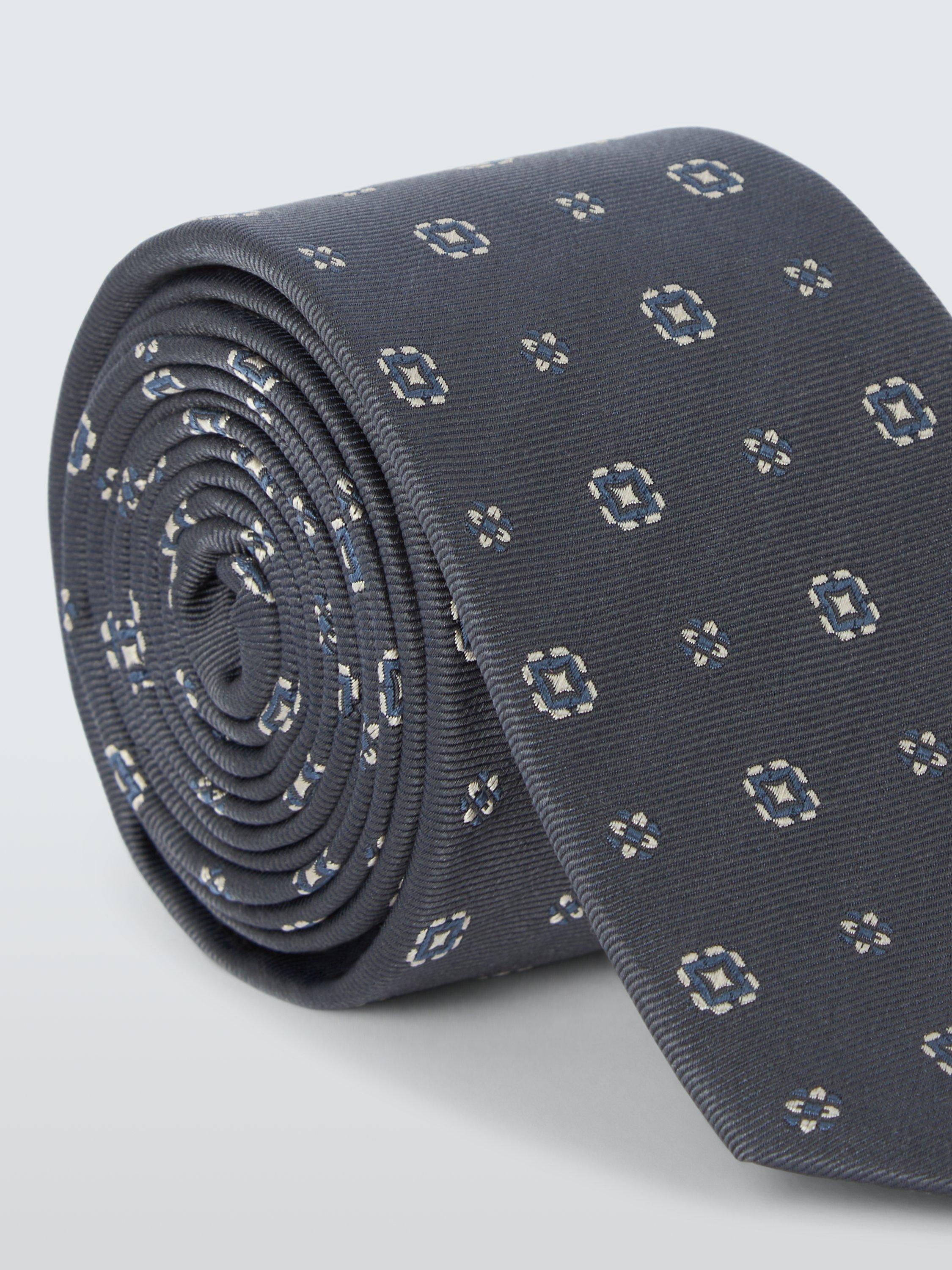 Product image 2 of 2, which shows John Lewis Small Square Foulard Silk Tie, Grey