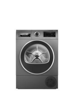 Bosch Self-cleaning Heat Pump Tumble Dryer, 9kg Load, WQG245R2GB, WQG24502GB, Graphite Grey