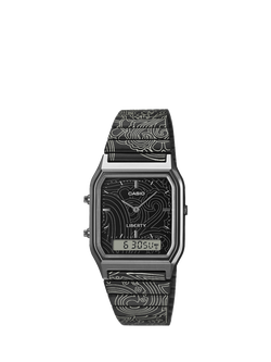 Casio x Liberty AQ-230EBLT Unisex Rectangular Watch, Black, Black