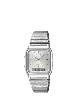 Casio x Liberty AQ-230ELT Unisex Rectangular Watch, Silver, Silver