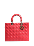 Pre-loved Christian Dior 2012 Leather Large Lady Dior Grab Bag, Pink