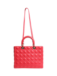 Pre-loved Christian Dior 2012 Leather Large Lady Dior Grab Bag, Pink