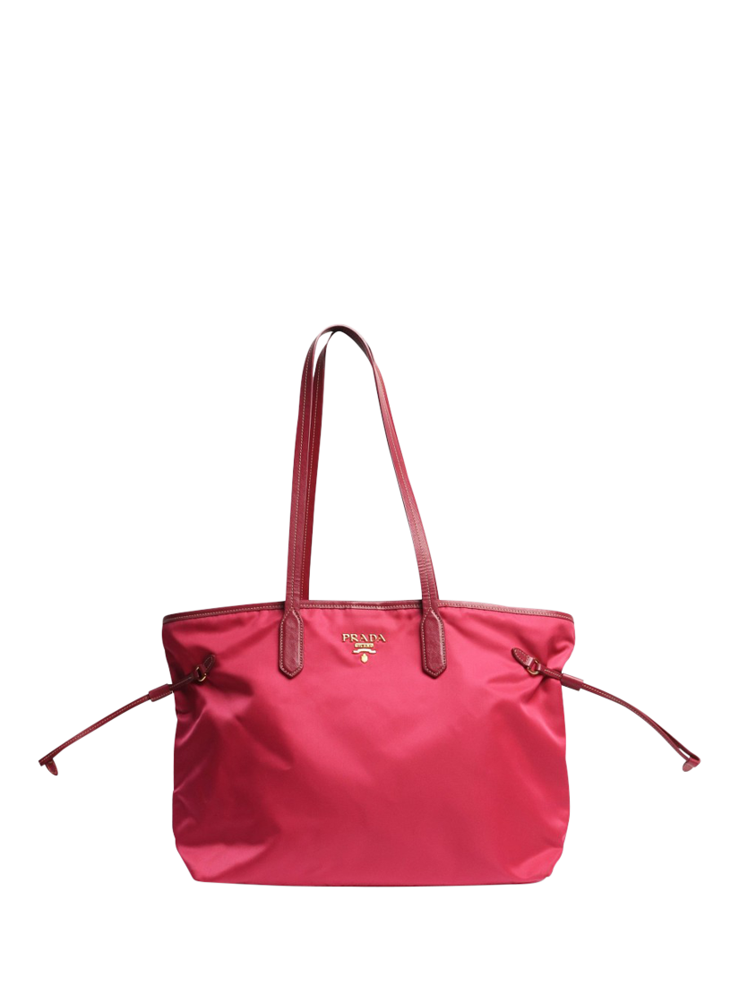 Pre-loved Prada Tessuto Nylon Gold Hardware Tote Bag, Fuchsia
