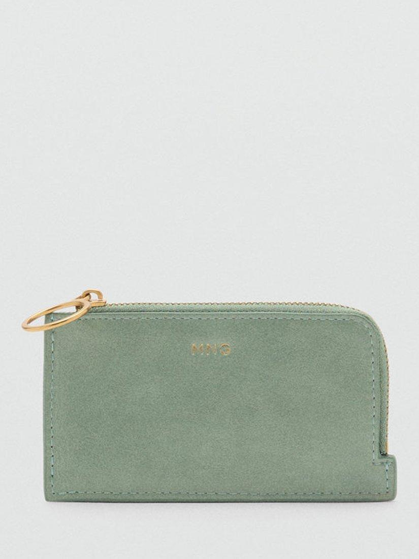 Product image 1 of 4, which shows Mango Retro Zipped Card Holder, Turquoise/Aqua