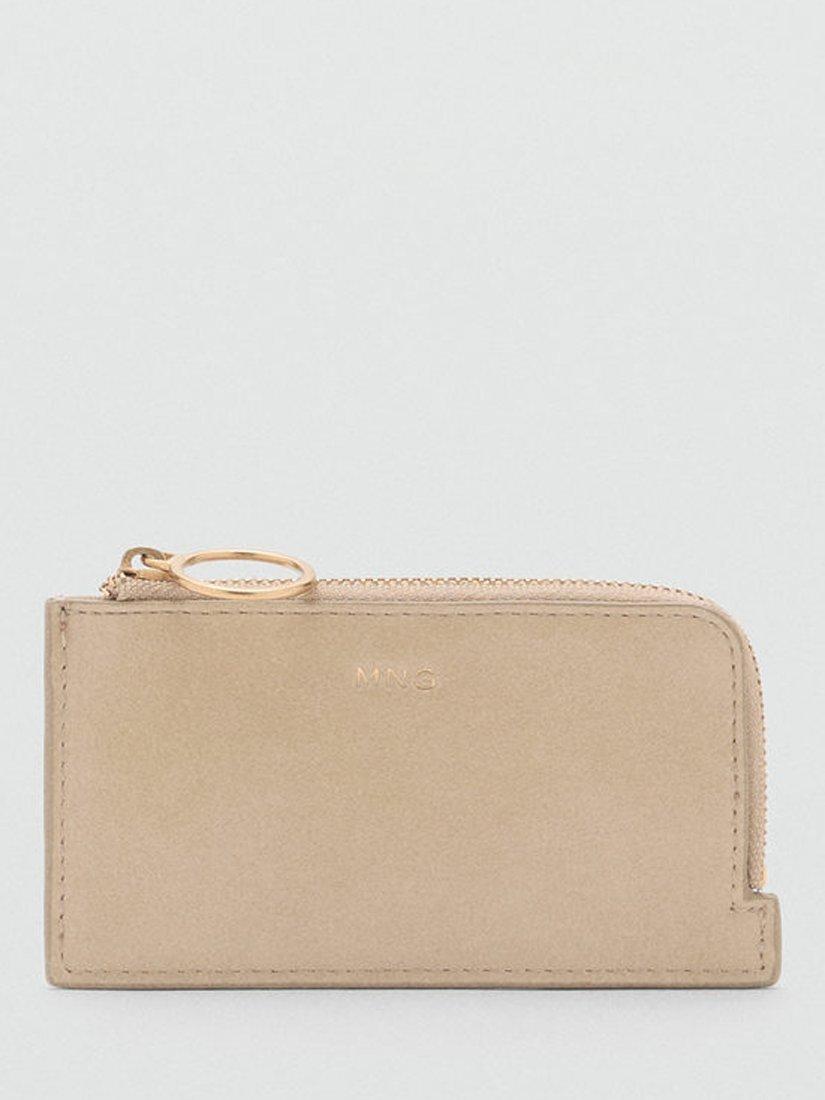 Product image 1 of 4, which shows Mango Retro Zipped Card Holder, Light Beige