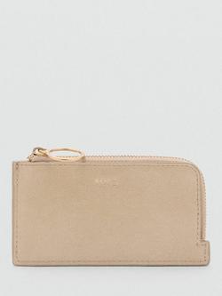 Mango Retro Zipped Card Holder, Light Beige