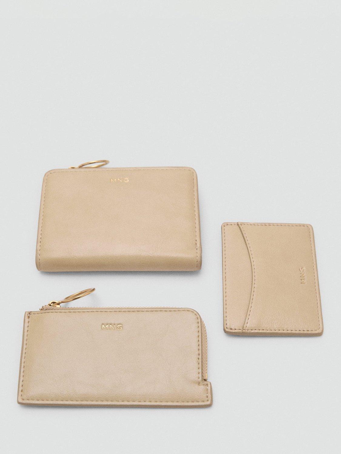 Product image 4 of 4, which shows Mango Retro Zipped Card Holder, Light Beige