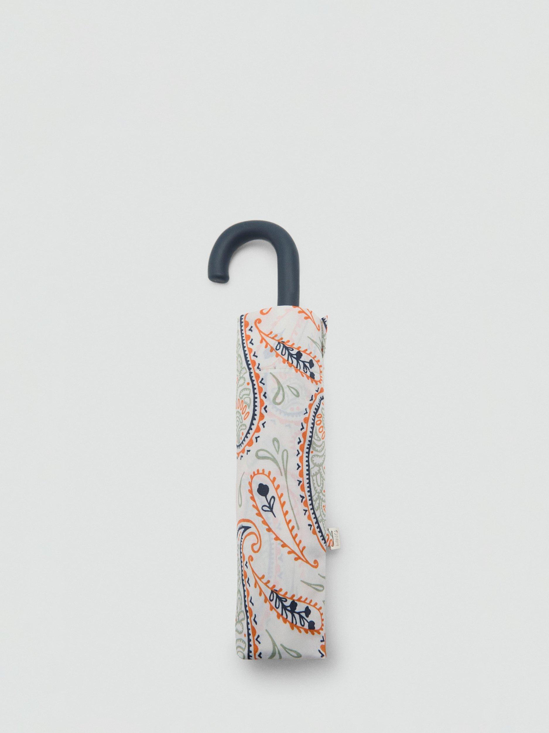 Product image 1 of 4, which shows Mango Paisley Print Foldable Umbrella