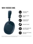 Sony WH-1000XM6 Noise Cancelling Wireless Bluetooth High Resolution Audio Over-Ear Headphones with Mic/Remote, Blue