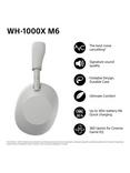 Sony WH-1000XM6 Noise Cancelling Wireless Bluetooth High Resolution Audio Over-Ear Headphones with Mic/Remote, Silver