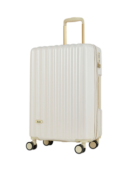 Rock Primrose 8-Wheel 66cm Expandable Medium Suitcase, Cream