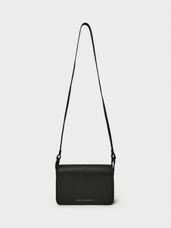 Crew Clothing Classic Leather Crossbody Bag, Black, Black