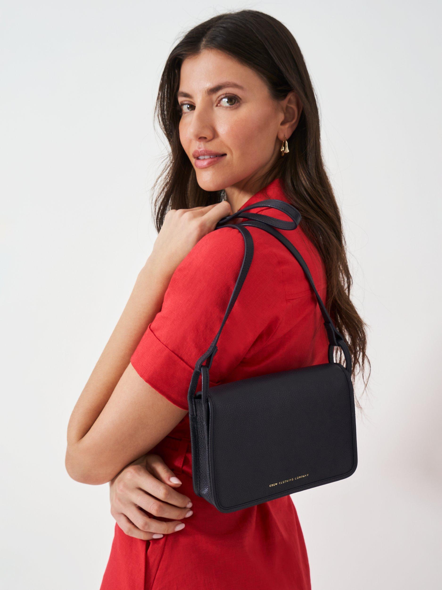 Product image 3 of 4, which shows Crew Clothing Classic Leather Crossbody Bag, Black