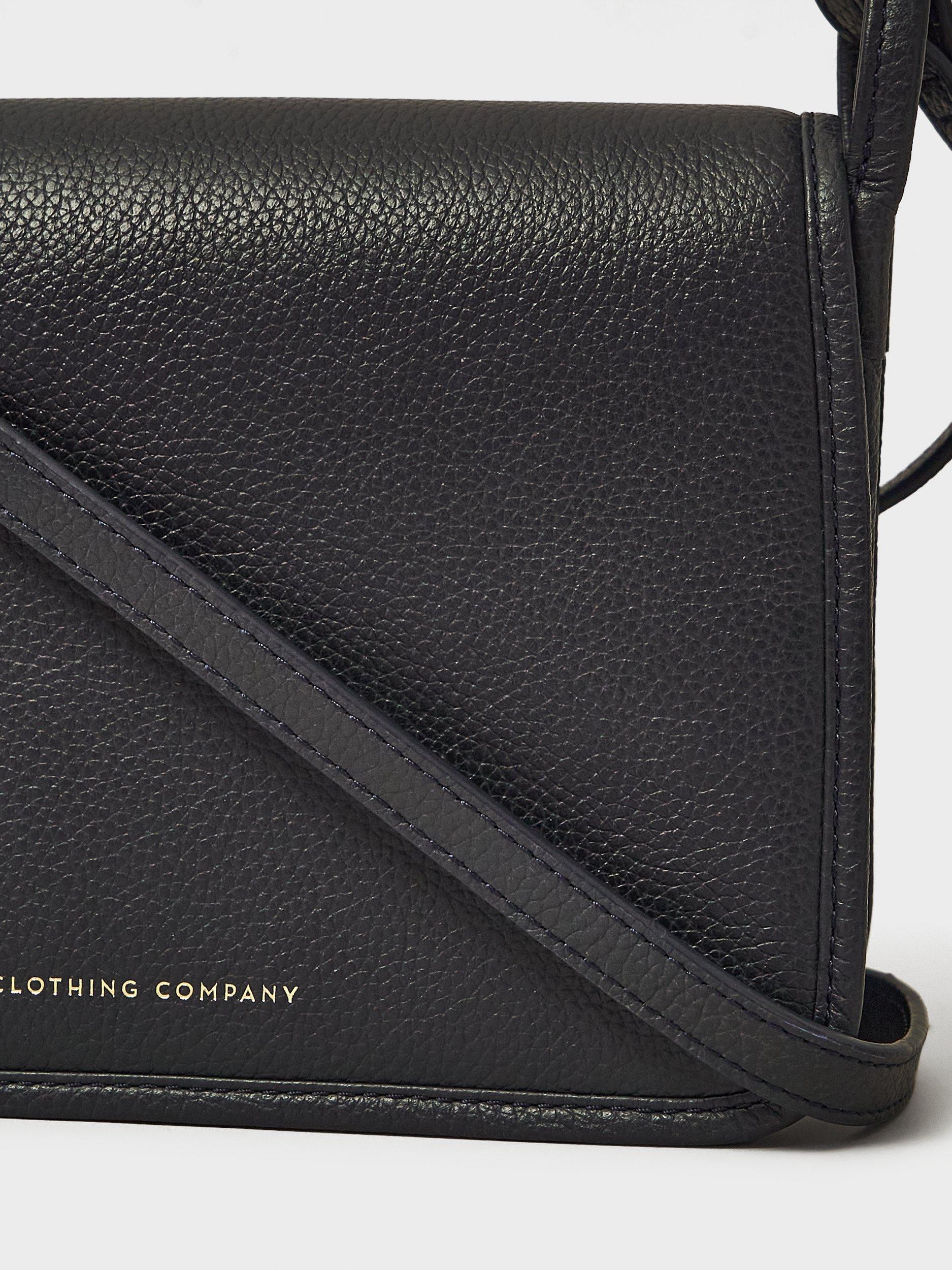 Product image 4 of 4, which shows Crew Clothing Classic Leather Crossbody Bag, Black