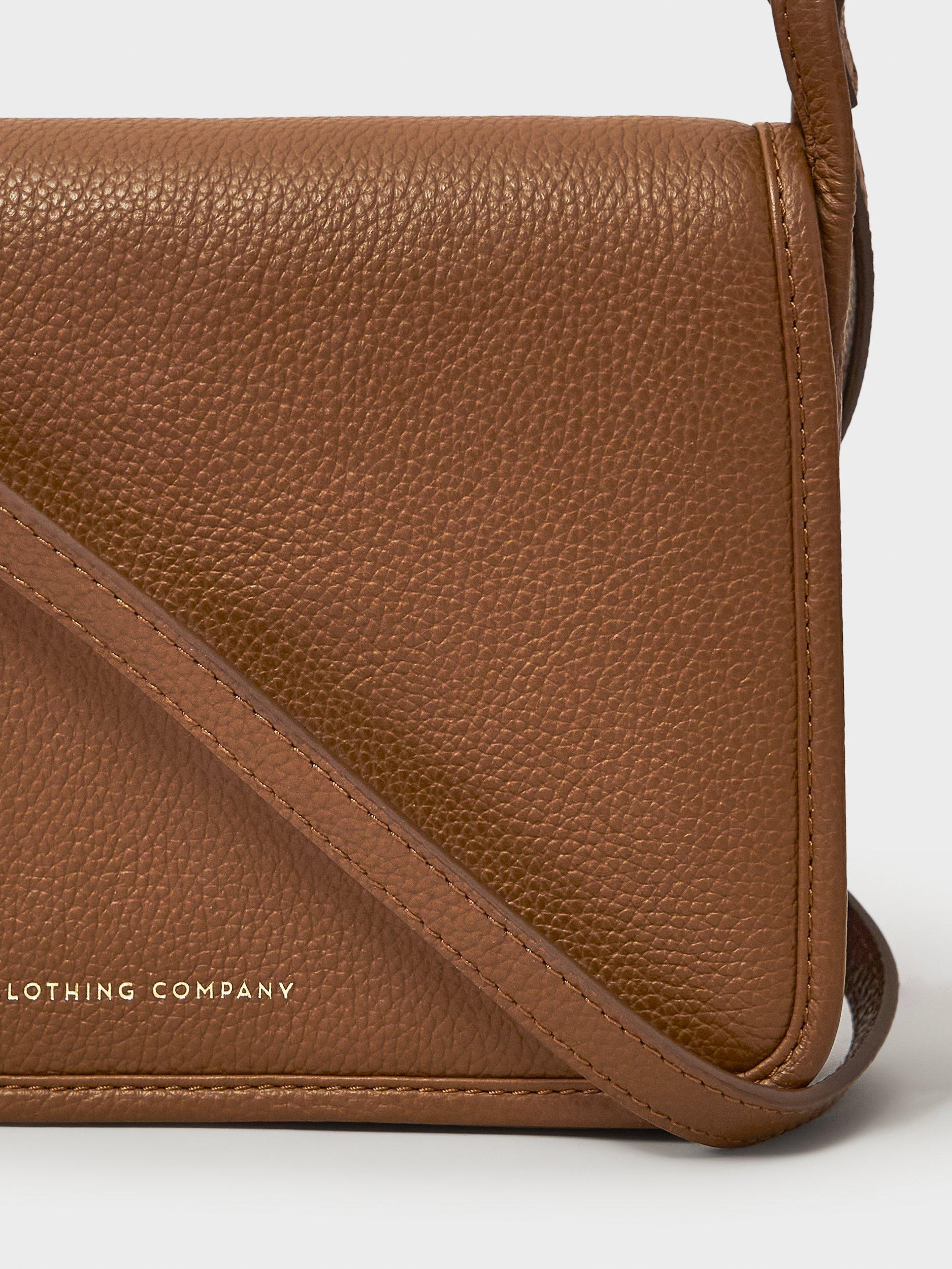 Product image 4 of 4, which shows Crew Clothing Leather Crossbody Bag, Brown