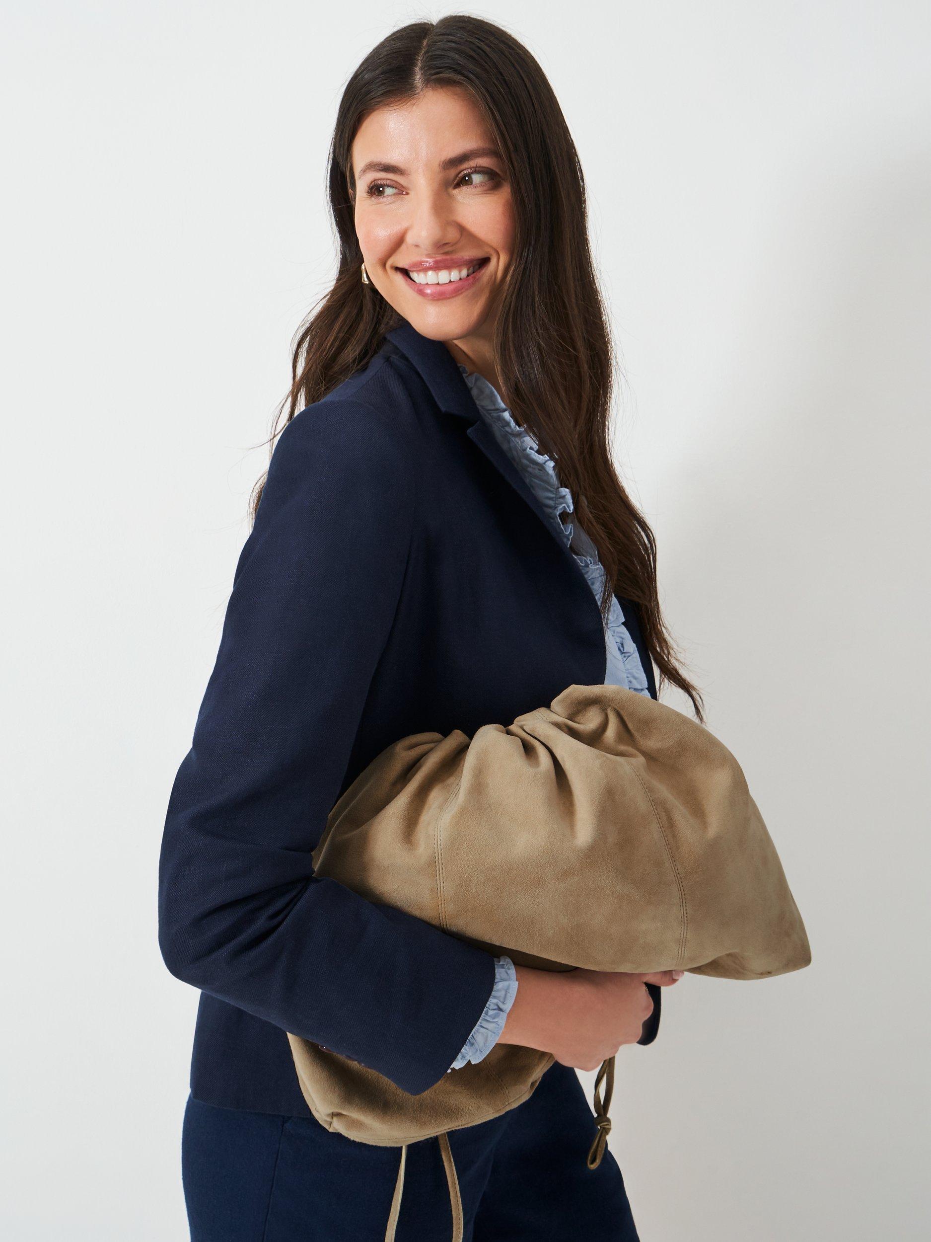 Product image 3 of 4, which shows Crew Clothing Suede Drawstring Bag, Sand