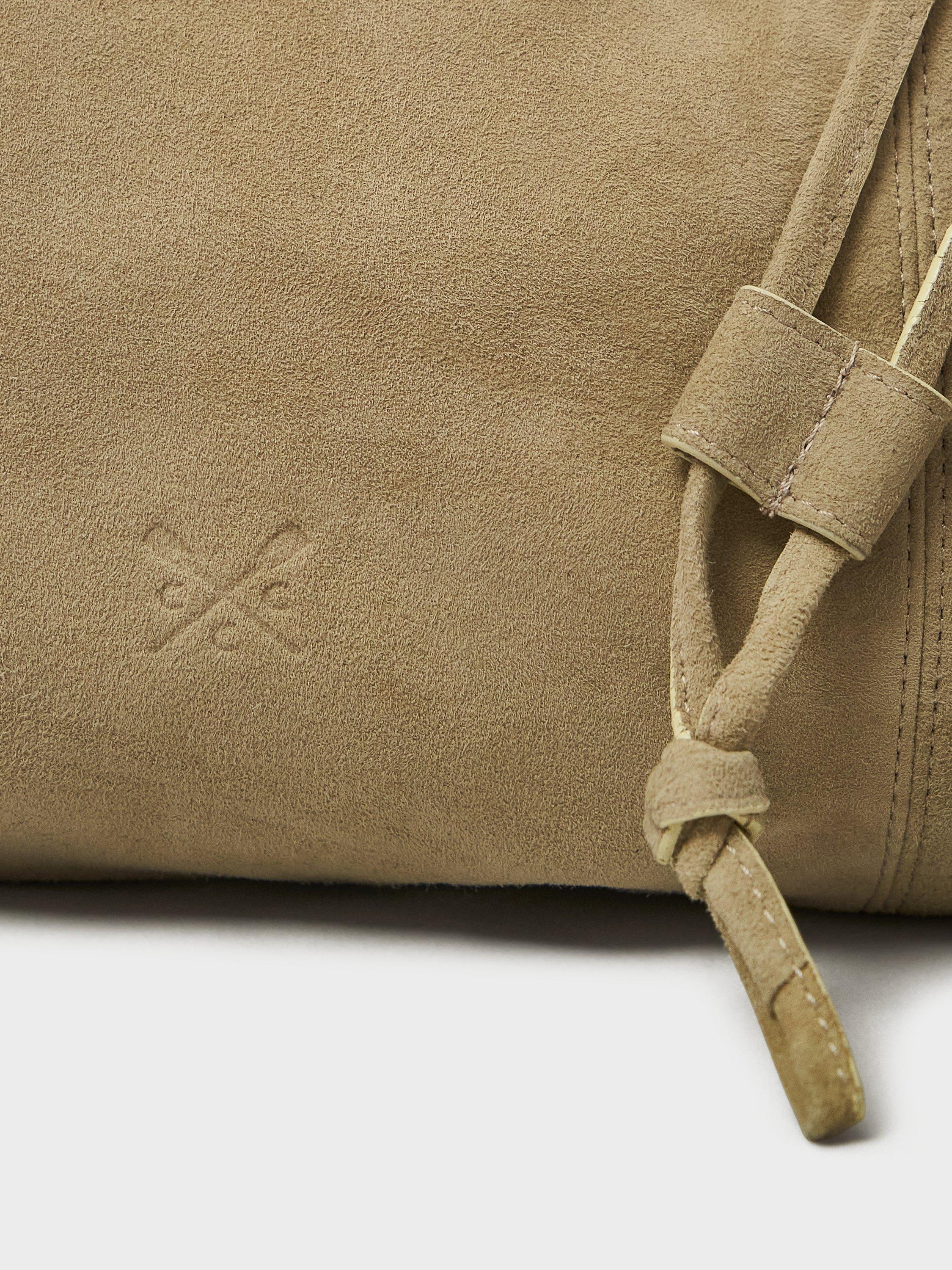 Product image 4 of 4, which shows Crew Clothing Suede Drawstring Bag, Sand