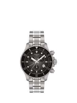 Tissot T1202171106100 Seastar Unisex Quartz Chronograph Bracelet Strap Watch, Grey/Silver, Grey Steel