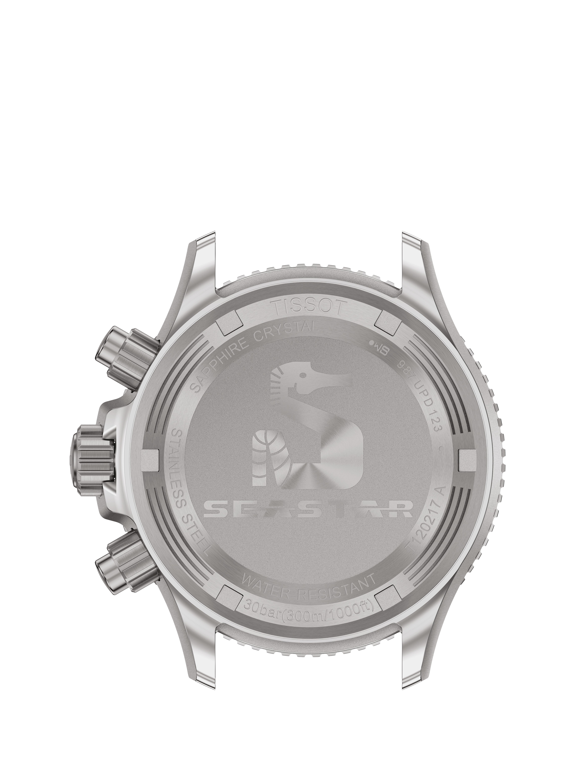 Product image 2 of 3, which shows Tissot T1202171106100 Seastar Unisex Quartz Chronograph Bracelet Strap Watch, Grey/Silver