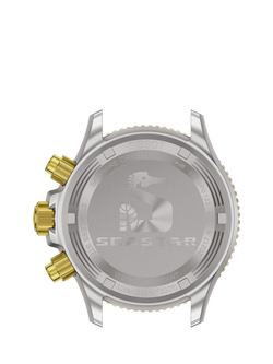Tissot T1202172206100 Seastar Unisex Quartz Chronograph Bracelet Strap Watch, Black/Silver/Gold - view 2, Yellow And Steel