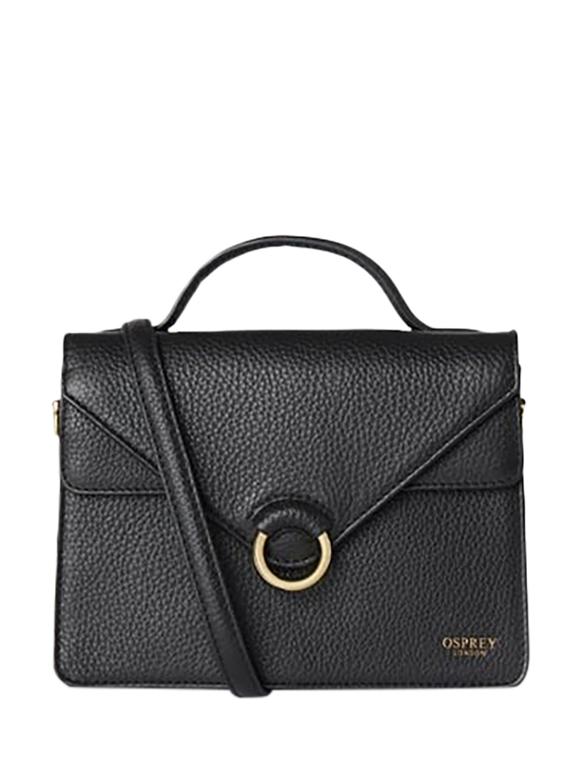 OSPREY LONDON The Harper Mini Leather Grab Bag, Black