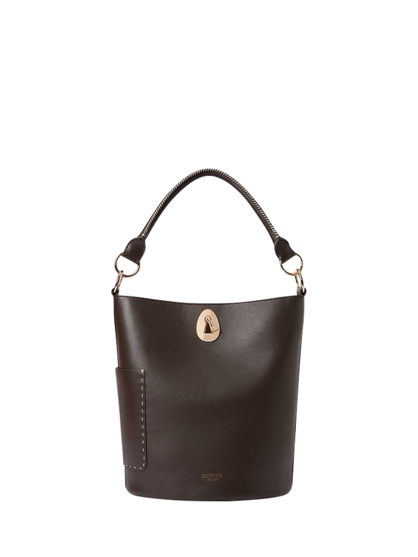 OSPREY LONDON The Ravello Leather Bucket Bag, Chocolate