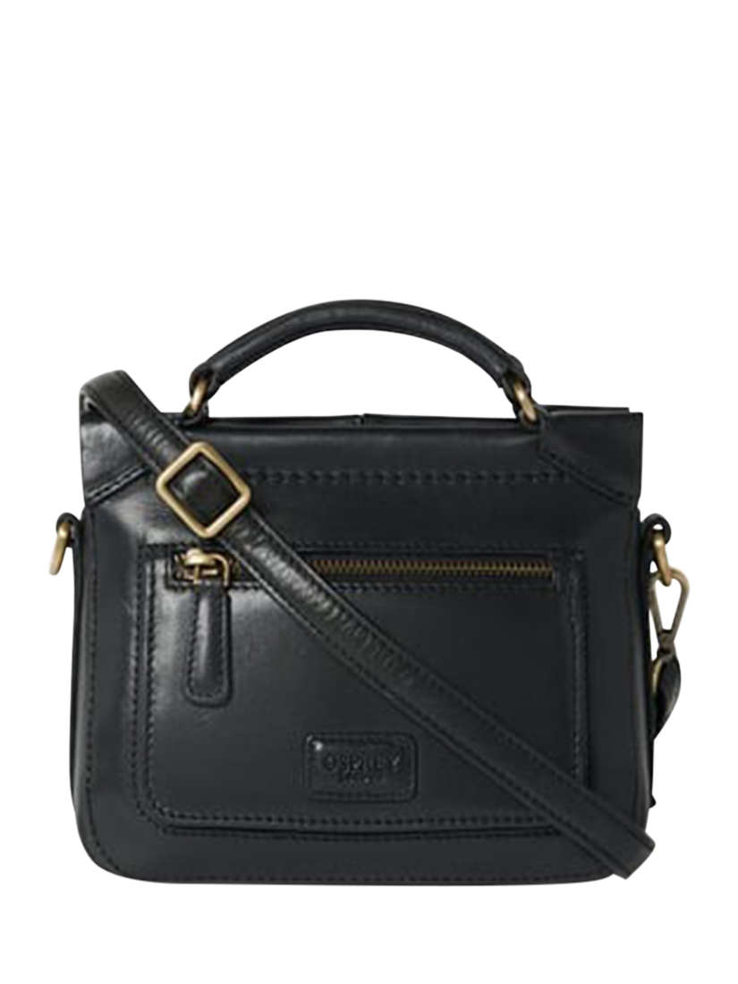 OSPREY LONDON The Micro Leather Crossbody Bag, Black