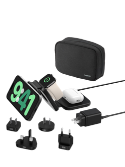 Belkin BoostCharge Pro 3-in-1 Magnetic Foldable Wireless Charging Travel Pad with Qi2, 15W, Black - view 2, Black