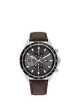 Tommy Hilfiger Men's 1792015 Quartz Multi-Function Leather Strap Watch, Brown