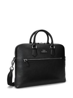 Ralph Lauren Pebble Grain Leather Folio Bag, Black, Black