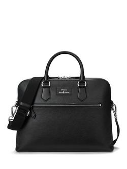Ralph Lauren Pebble Grain Leather Folio Bag, Black - view 2, Black