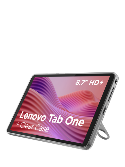 Lenovo Tab One Tablet, Android, 4GB RAM, 64GB, 8.7”, with Clear Case, Luna Grey, Luna Grey