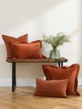 Truly Flanged Square Velvet Cushion Cover, Burnt Orange