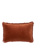 Truly Fringed Velvet Lumbar Cushion Cover, Burnt Orange