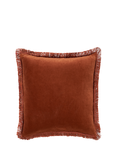 Truly Fringed Square Velvet Cushion Cover, Burnt Orange