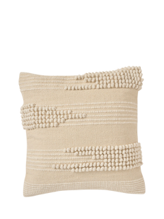 Truly Knotted and Textured Weave Square Cushion Cover, Ecru