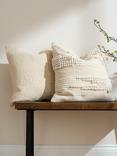 Truly Knotted and Textured Weave Square Cushion Cover, Ecru