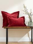 Truly Flanged Square Velvet Cushion Cover, Red