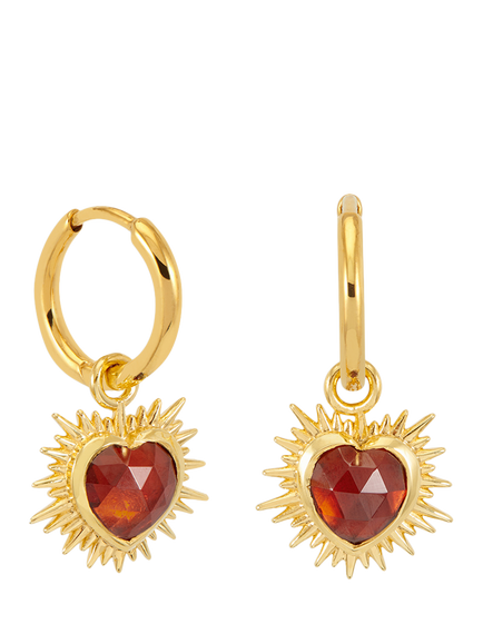 Rachel Jackson London Electric Love Art Deco Huggie Hoop Earrings, Gold, Gold