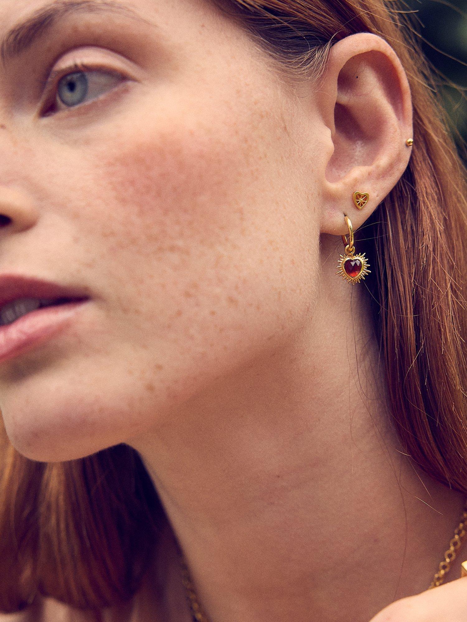 Product image 3 of 4, which shows Rachel Jackson London Love Story Heart Stud Earrings, Gold