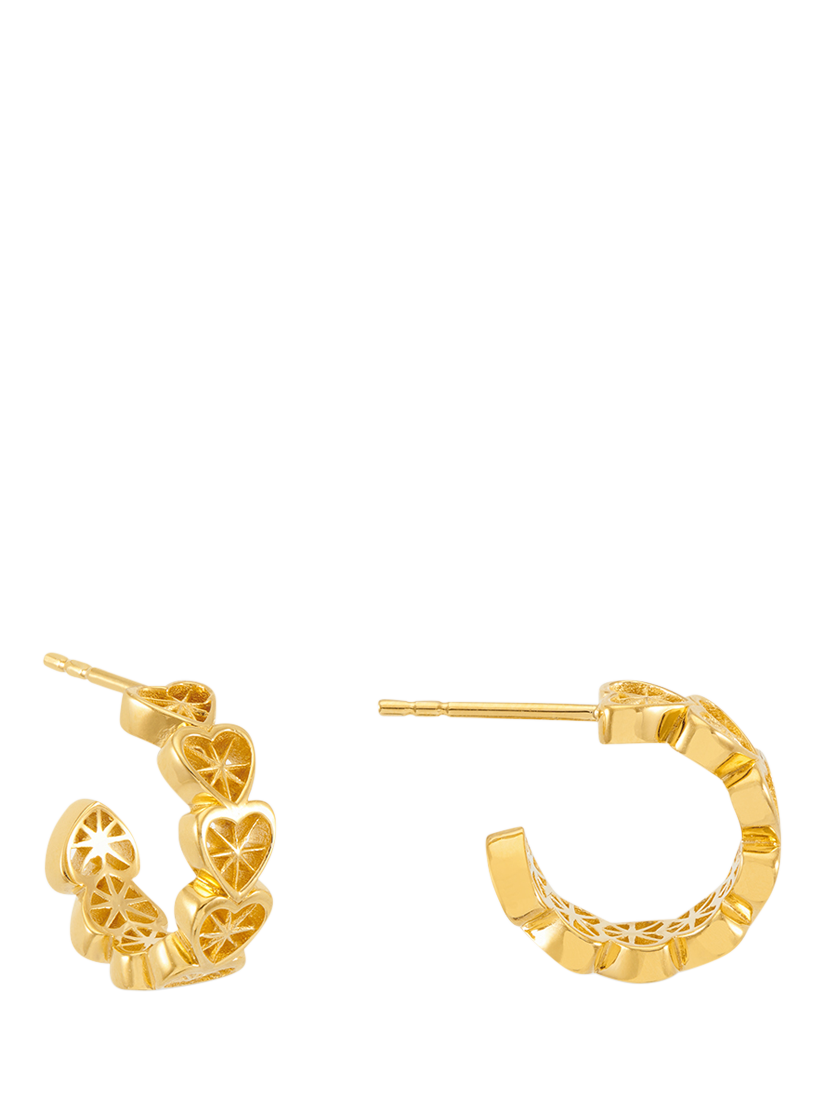 Product image 1 of 4, which shows Rachel Jackson London Mini Heart Hoop Huggie Earrings, Gold