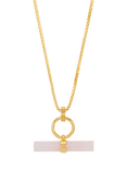 Rachel Jackson London Rose Quartz T-Bar Necklace, Gold