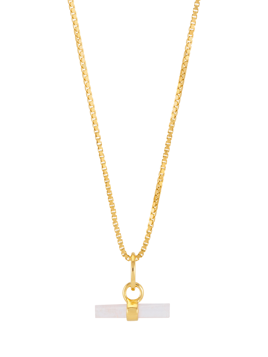 Product image 1 of 2, which shows Rachel Jackson London Rose Quartz T-Bar Necklace, Gold