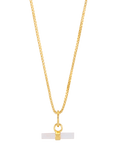 Rachel Jackson London Rose Quartz T-Bar Necklace, Gold