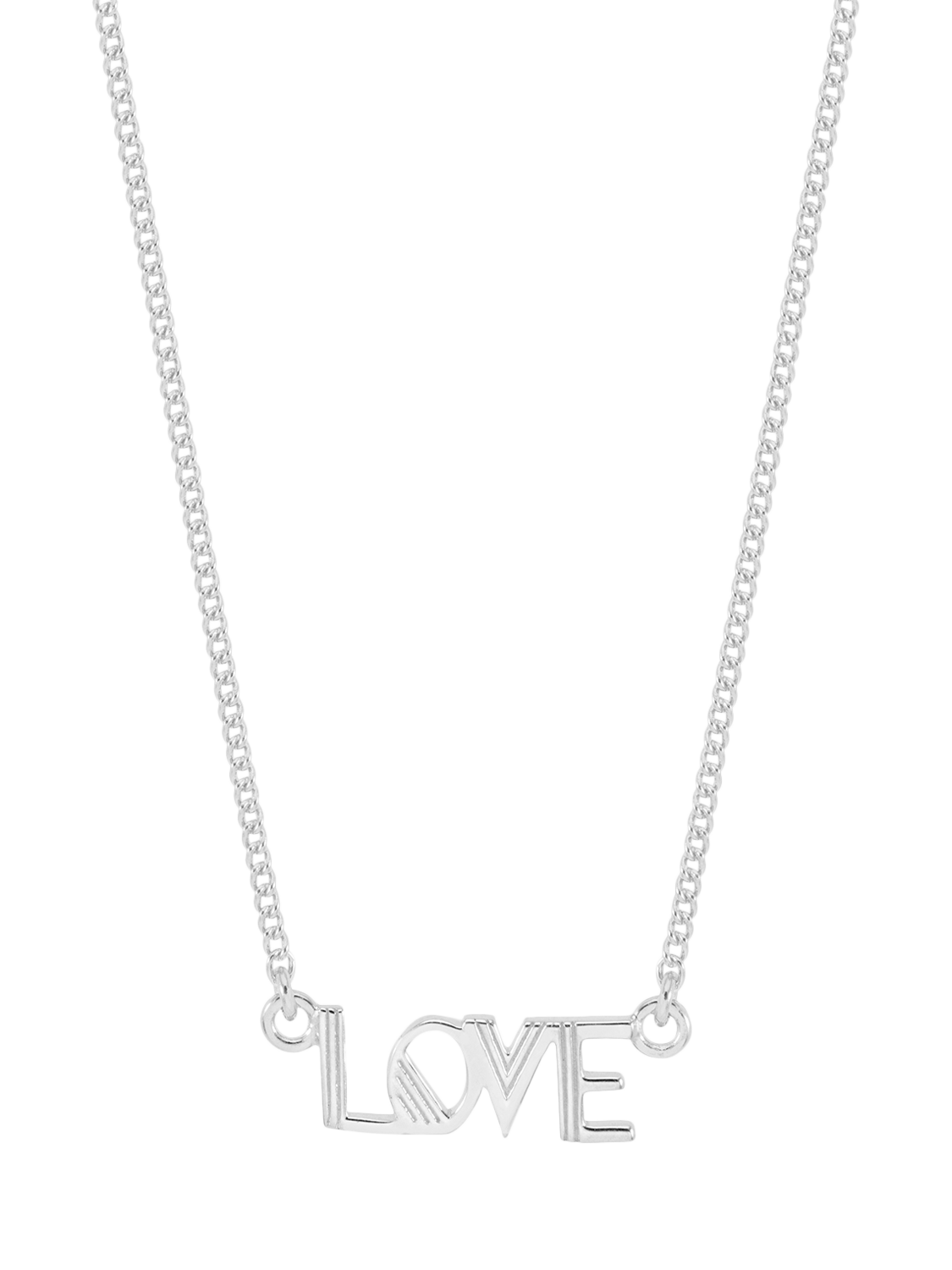 Product image 1 of 4, which shows Rachel Jackson London Mini Art Deco Love Necklace, Silver