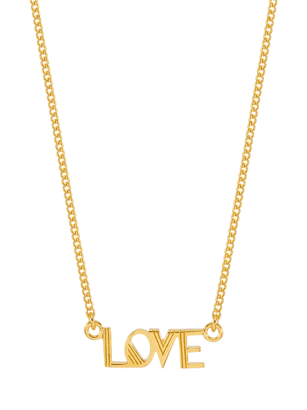 Rachel Jackson London Mini Art Deco Love Necklace, Gold