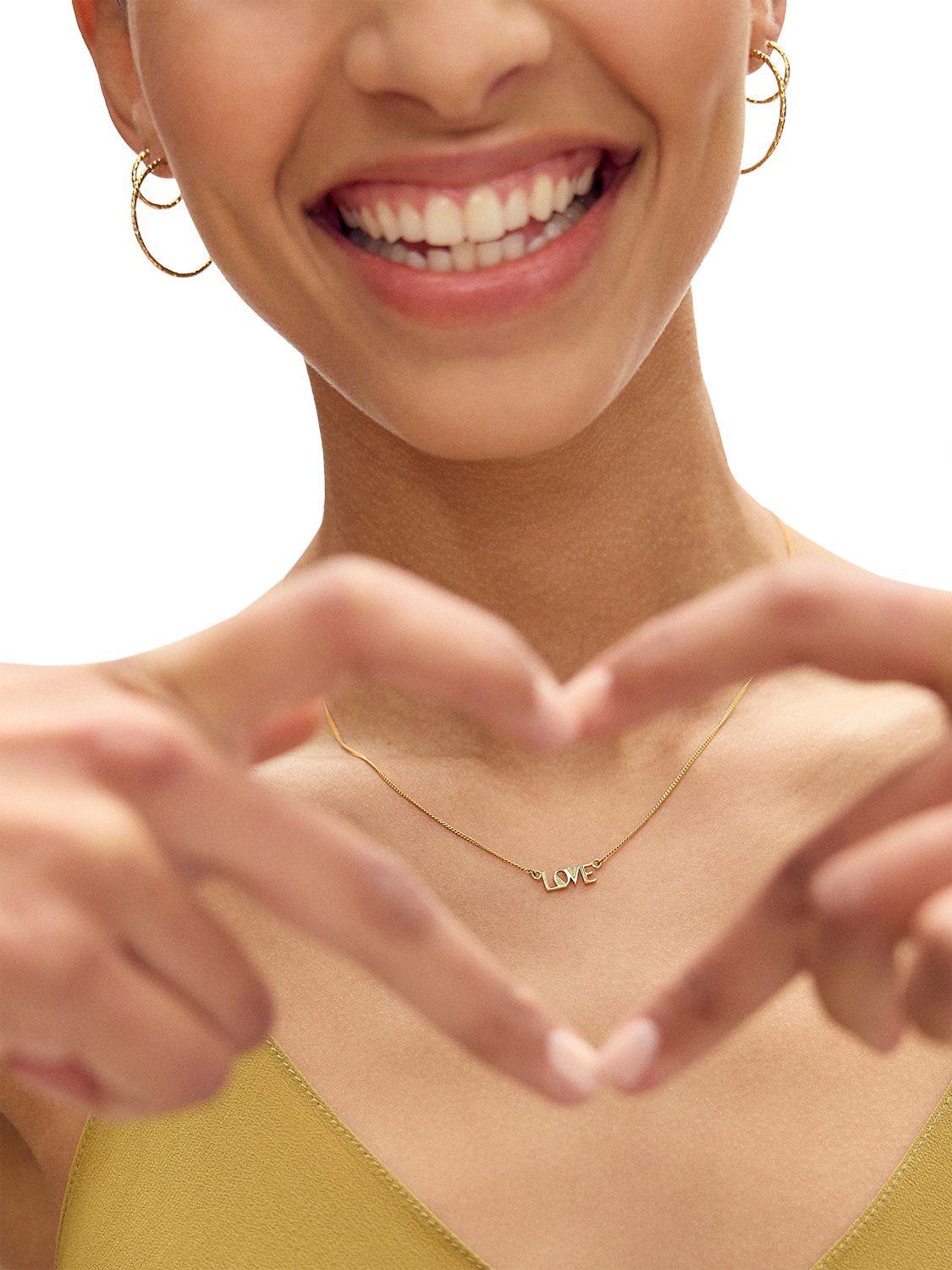 Product image 2 of 4, which shows Rachel Jackson London Mini Art Deco Love Necklace, Gold