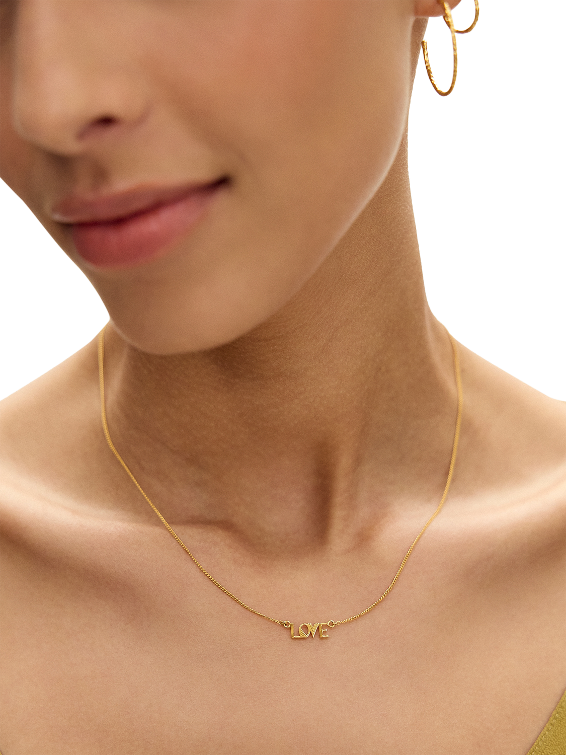 Product image 3 of 4, which shows Rachel Jackson London Mini Art Deco Love Necklace, Gold
